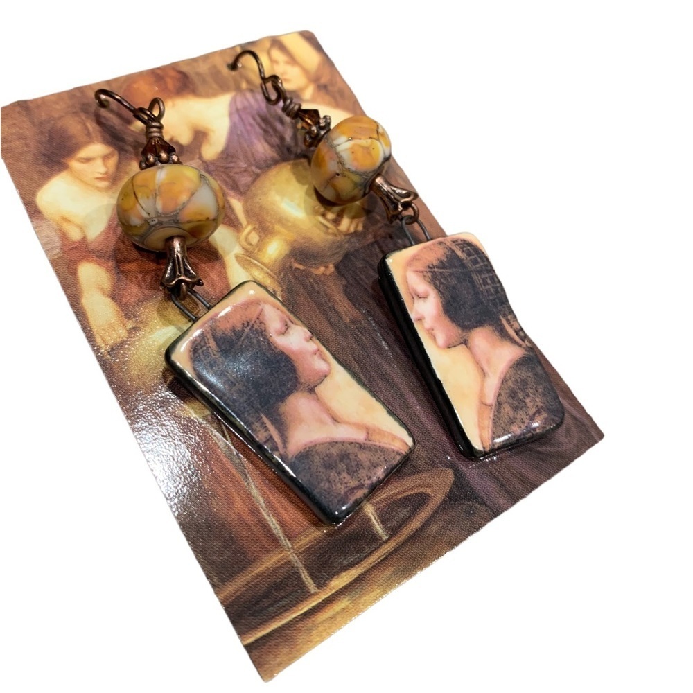 Earrings Set Women Painted On Charm New With Tags NWT